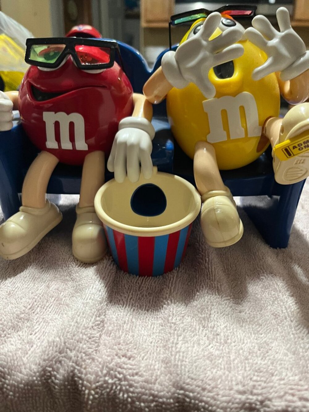 M&M's Movie Theater Candy Dispenser Red Yellow Plastic 1999
